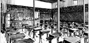 Antique illustration of Amherst college classroom. Credit: iStock.com/ilbusca