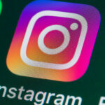 Close-up of Instagram app icon on a smartphone screen