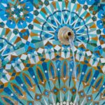 Fountain mosaic pattern at Hassan II Mosque in Casablanca, Morocco