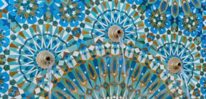Fountain mosaic pattern at Hassan II Mosque in Casablanca, Morocco