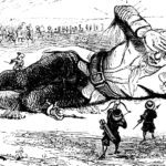 Gulliver's Travels by Jonathan Swift, antique illustration by Granville and others, Travel to Lilliput, Brobdingnag, Laputa, Houyhnhnms (1856)