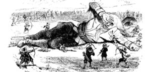 Gulliver's Travels by Jonathan Swift, antique illustration by Granville and others, Travel to Lilliput, Brobdingnag, Laputa, Houyhnhnms (1856)