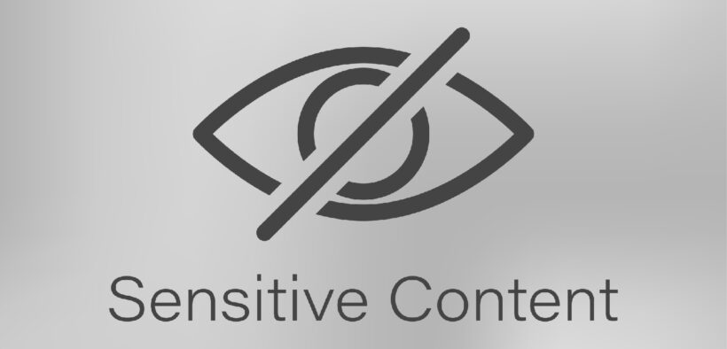 Sensitive content logo showing an icon of an eye crossed out