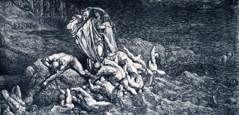 Gustave Dore engraving of the Fifth Circle of Hell (the Stygian Lake full of irate sinners) in Dante's inferno